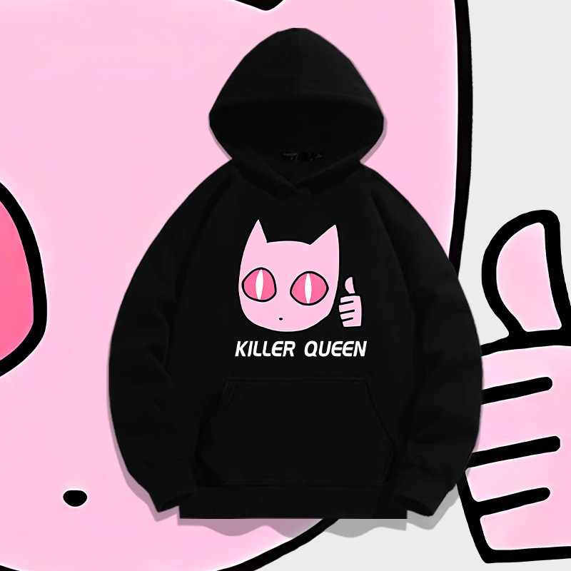 umor Japanese anime JOJO's Bizarre Adventure Killer Queen hooded sweatshirt for young students, loose-fitting jacket umor Japanese anime JOJO's Bizarre Adventure Killer Queen hooded sweatshirt for young students, loose-fitting jacket
