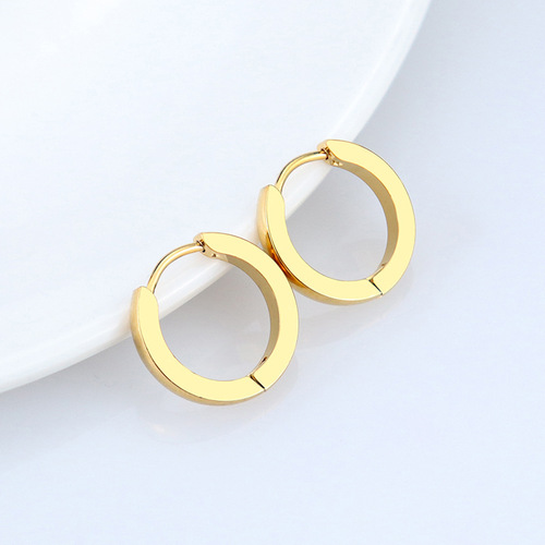 European and American fashion stainless steel earrings classic curved small circle line double-sided ear buckle versatile ear clip earrings