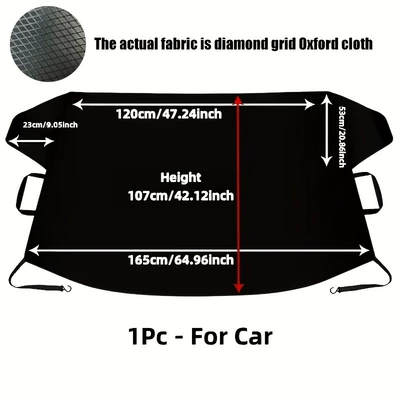 Car front windshield snow cover, cross-border outdoor winter 600D Oxford cloth car snow cover, sunshade (Car snow shield) - oxford-fabric-snow-cover-car-model-165120107cm
