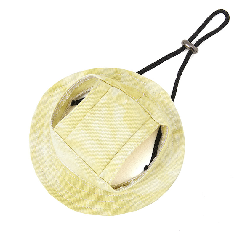 Mascota Linda oreja expuesta sombrero anti-caída ajustable cuenca sombrero protección solar sombra de sol perro anti-apriete oreja algodón princesa sombrero