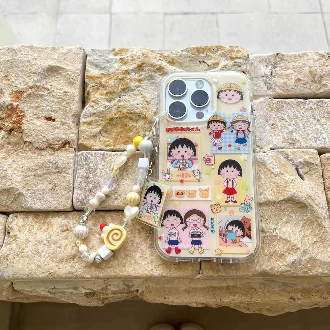 Linda etiqueta ilustración bola chica para iPhone16 Apple 15ProMax funda para teléfono móvil 14 cadena 13 mujer