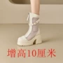 透气增高镂空厚底女靴