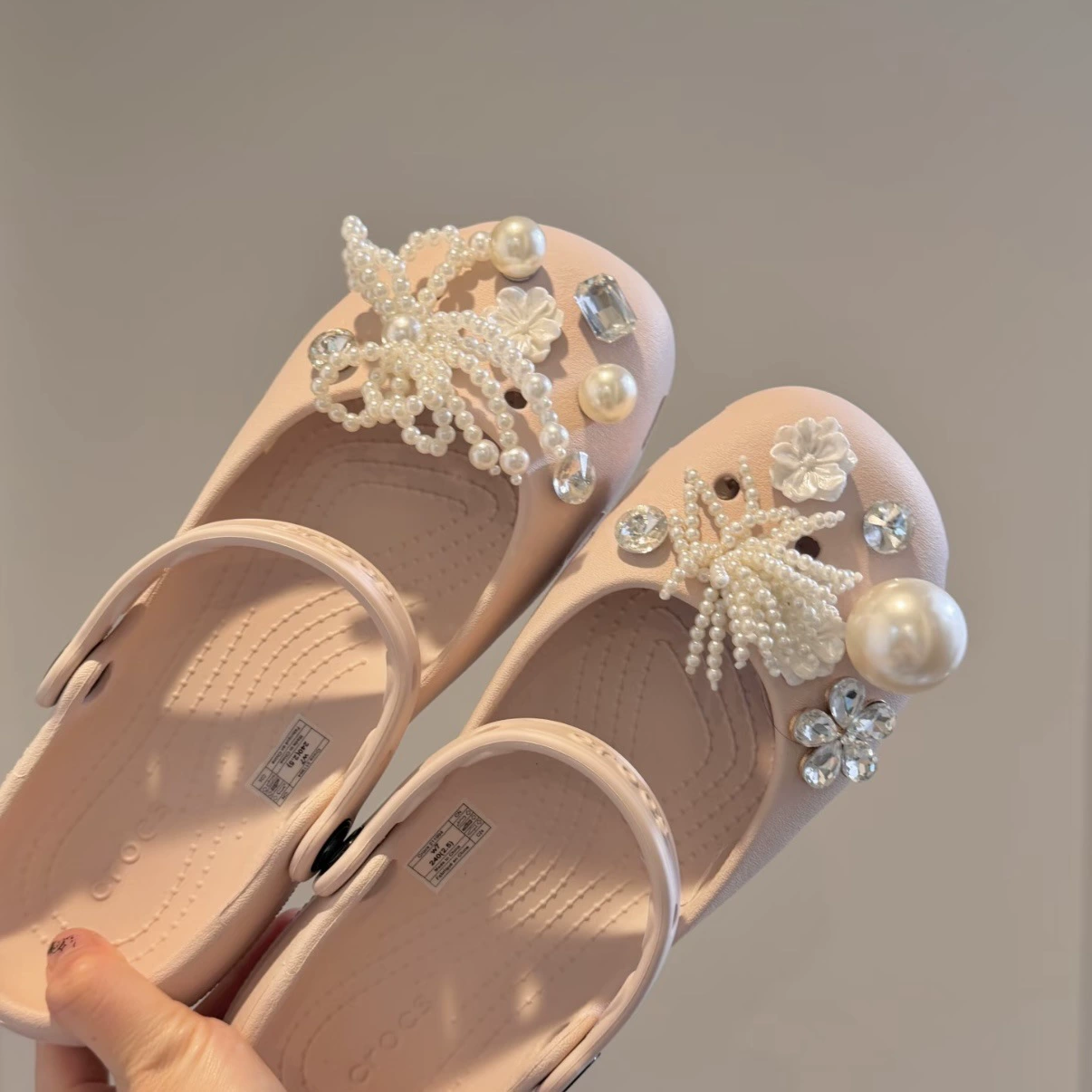 Оригинальные балетные туфли Pearl Girl Crocs, аксессуары для цветов к Crocs, верх Crocs, индивидуальная доработка