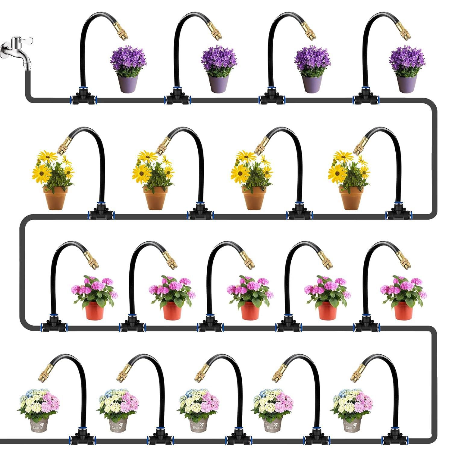 Irrigatore universale automatico per fiori, dispositivo di irrigazione a microirrigazione regolabile, raffreddamento e umidificazione, con spina rapida._voghion.com