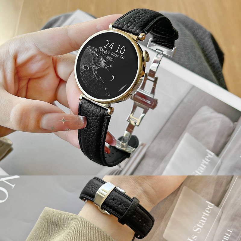 Lychee pattern-Athens black [butterfly buckle]