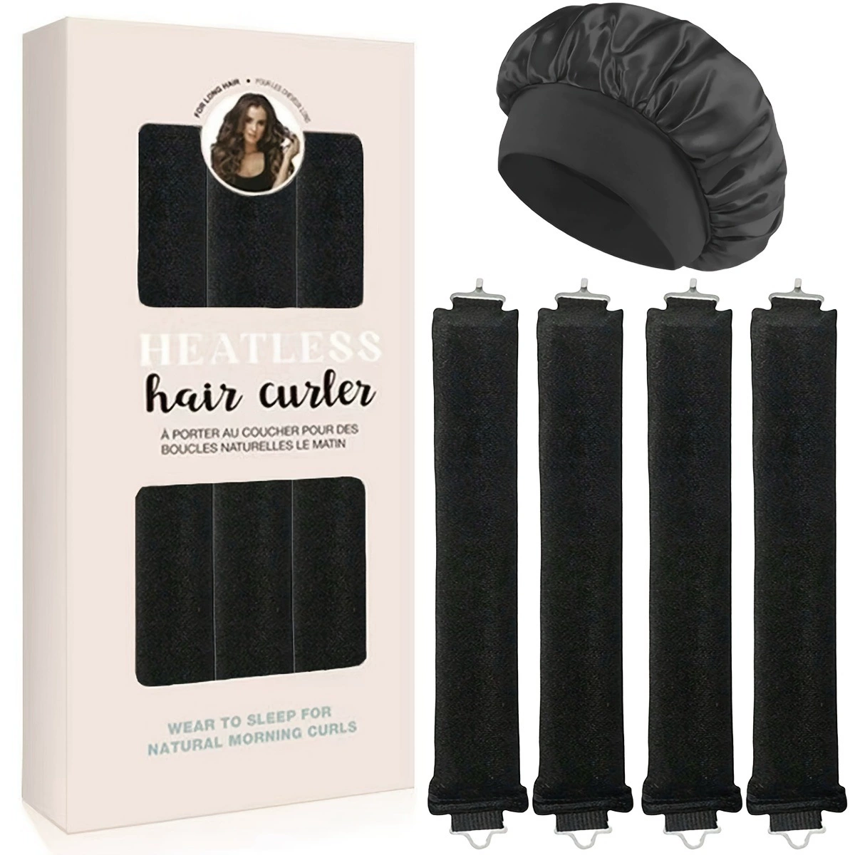 3-hook velvet hair curlers, big-wave sleep rollers set, multi-piece plush curling rods