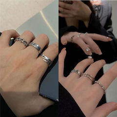 韓版ins蝴蝶戒指女復古小眾設計感百搭925銀開口可調節戒指男