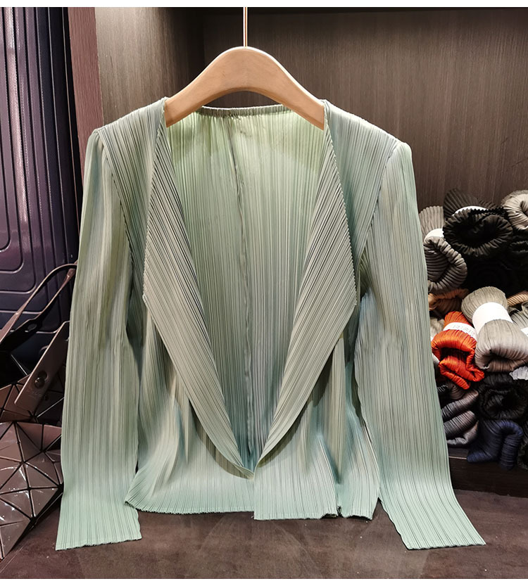 Áo khoác vest nữ xếp ly cao cấp cổ bẻ dài tay mẫu mới xuân hè — Màu xanh lam nhạt, Màu xanh lục nhạt, Màu đen, Màu hồng chi tiết 8