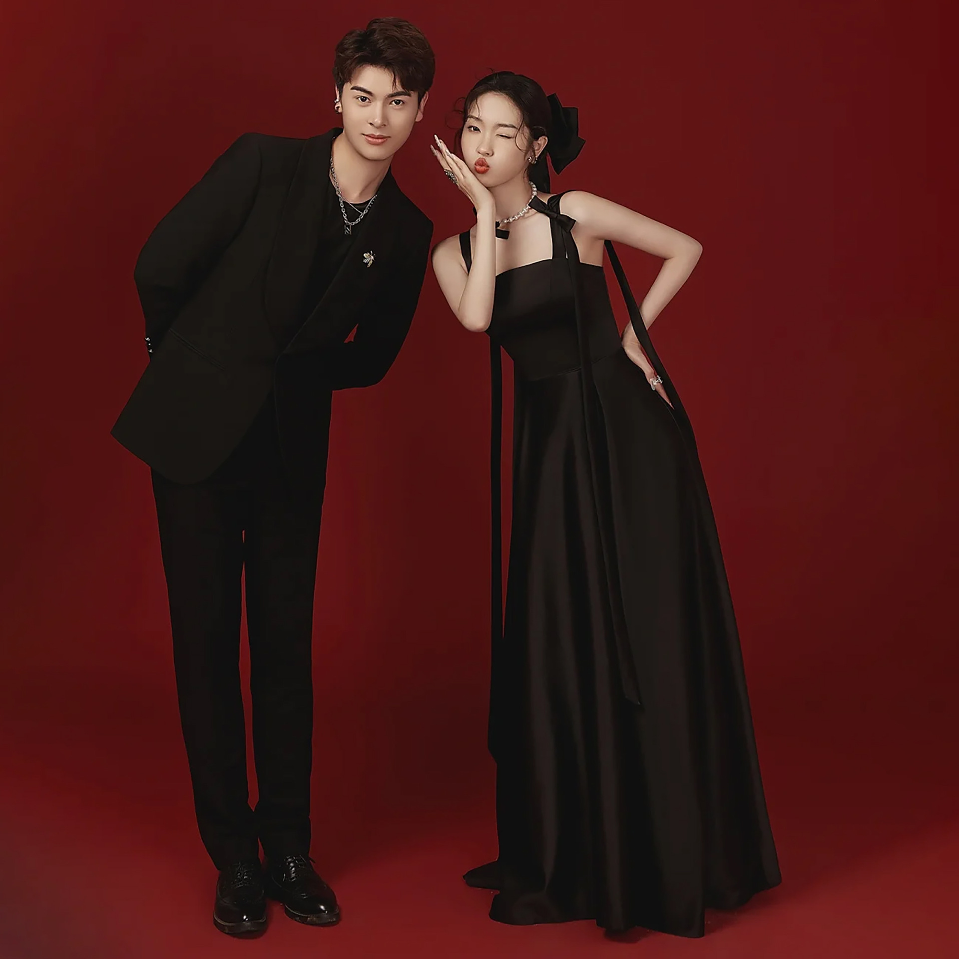 Korean Style Light Wedding Dress Black Satin Simple Sling Tube Top Hepburn Style High-end Photo Studio Theme Evening Dress