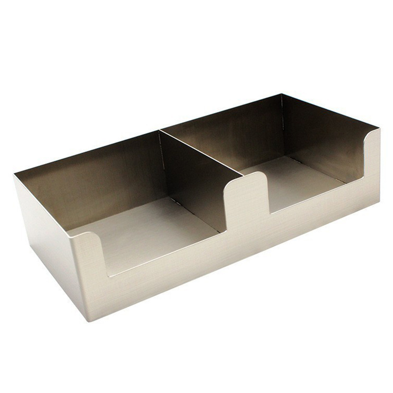Caja de toallas de acero inoxidable de bar, cajas de café, cajas de taza, cajas de almacenamiento de doble celda, cajas comerciales de café gruesas