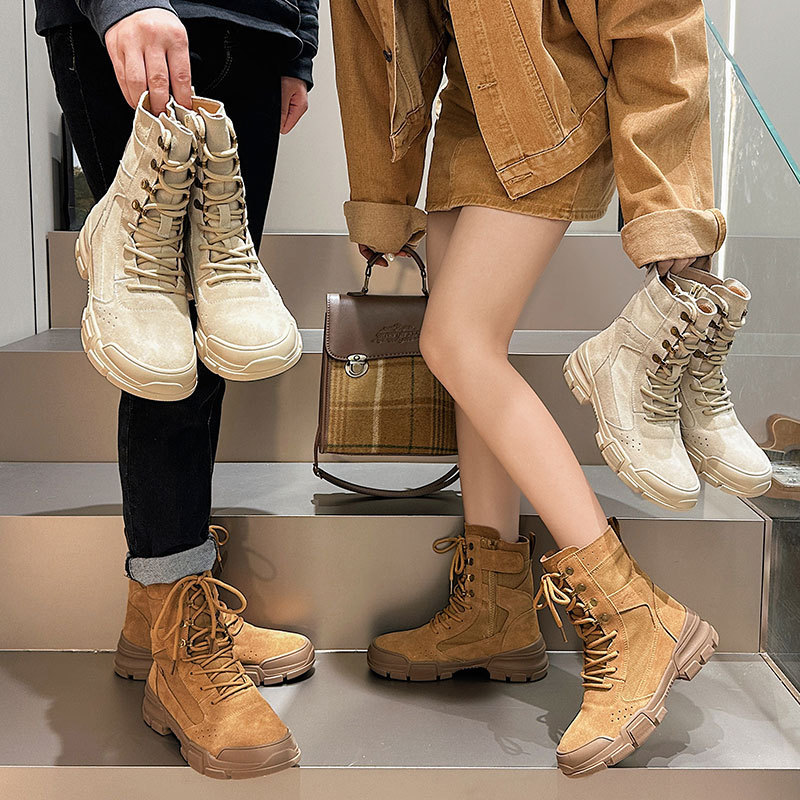 Boots for Women 2025 Spring New Thick-Soled Suede Short Boots for Couples Hiking and Mountaineering Shoes Casual Men's Shoes Boots for Women 2025 Spring New Thick-Soled Suede Short Boots for Couples Hiking and Mountaineering Shoes Casual Men's Shoes