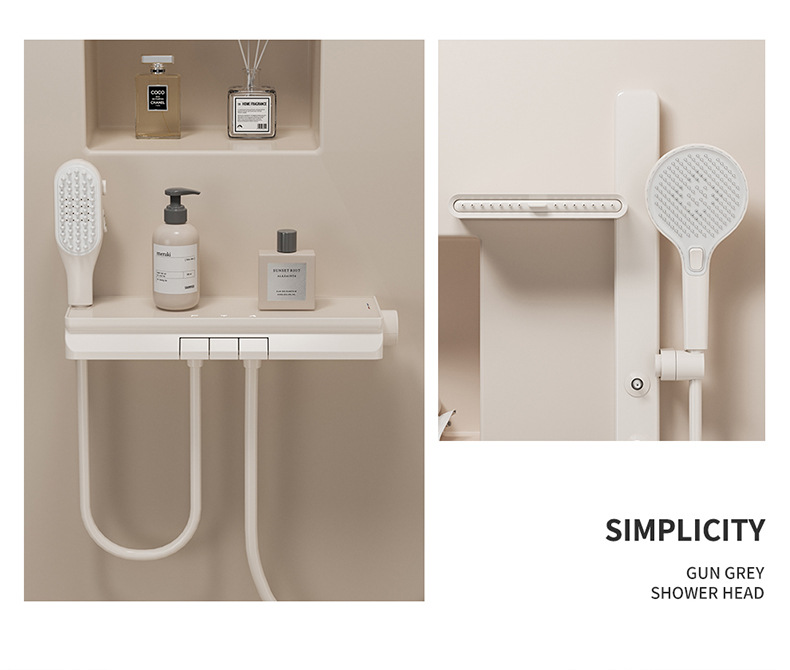 The same cream-style white children's shower head set as the big brand, pressurized headless shower, home shoulder shower, back shower and bathing undefined