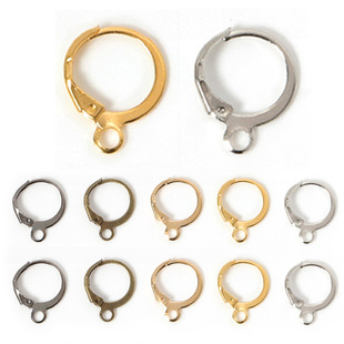 Round Ear Hooks Gold-Plated Homemade Handmade DIY Jewelry Accessories Earrings Material French Buckle Ear Hooks Environmentally Friendly Ear Ring Buckle