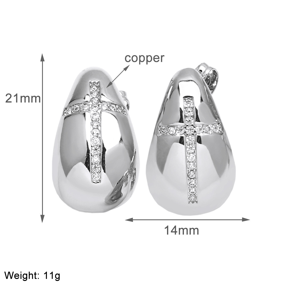 1 Pair Simple Style Water Droplets Plating Copper Zircon 18K Gold Plated Ear Studs display picture 4