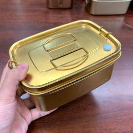 亚马逊304不锈钢饭盒长方形密封保鲜盒带扣防漏便当盒餐盒上班族