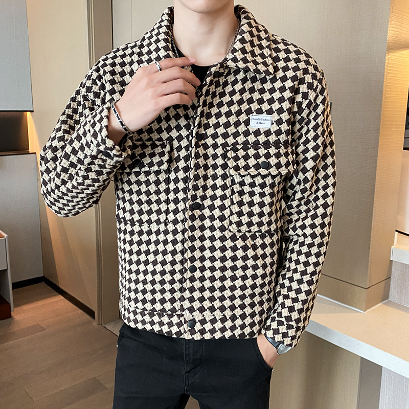 Nuovo casual 2023 per la versione coreana, e bel top da uomo, abbigliamento autunnale alla moda, indossando una giacca con risvolto_voghion.com
