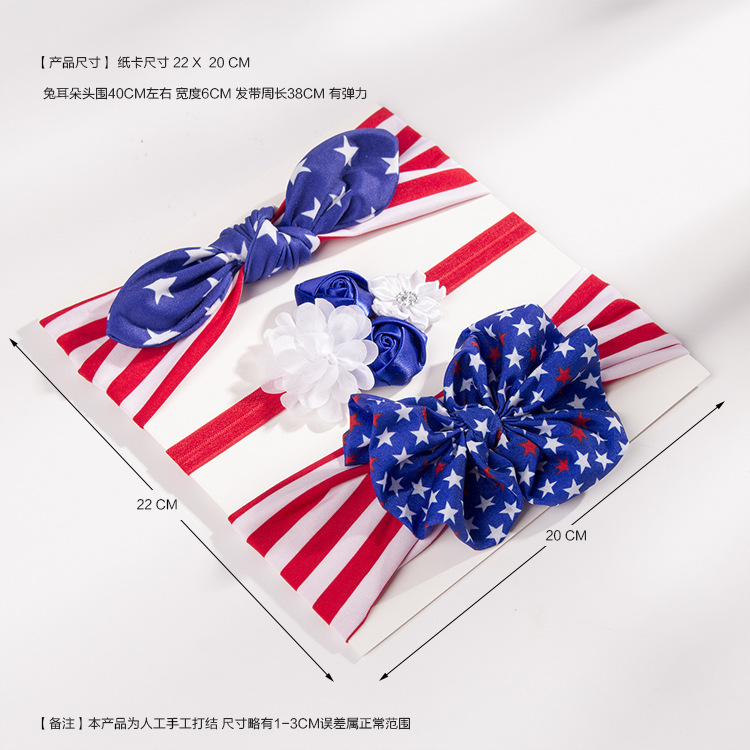 American Independence Day Children's Rabbit Ears Bow Headband display picture 11