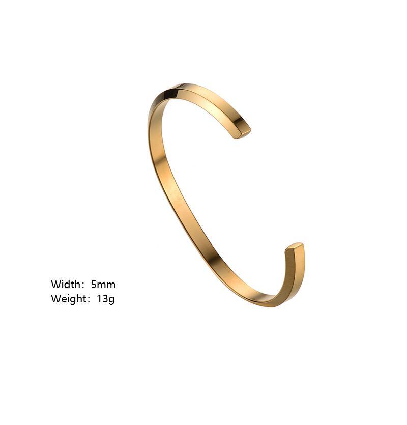 New Simple Stainless Steel Bracelet Smooth Beveled Vacuum Plating Bracelet display picture 1