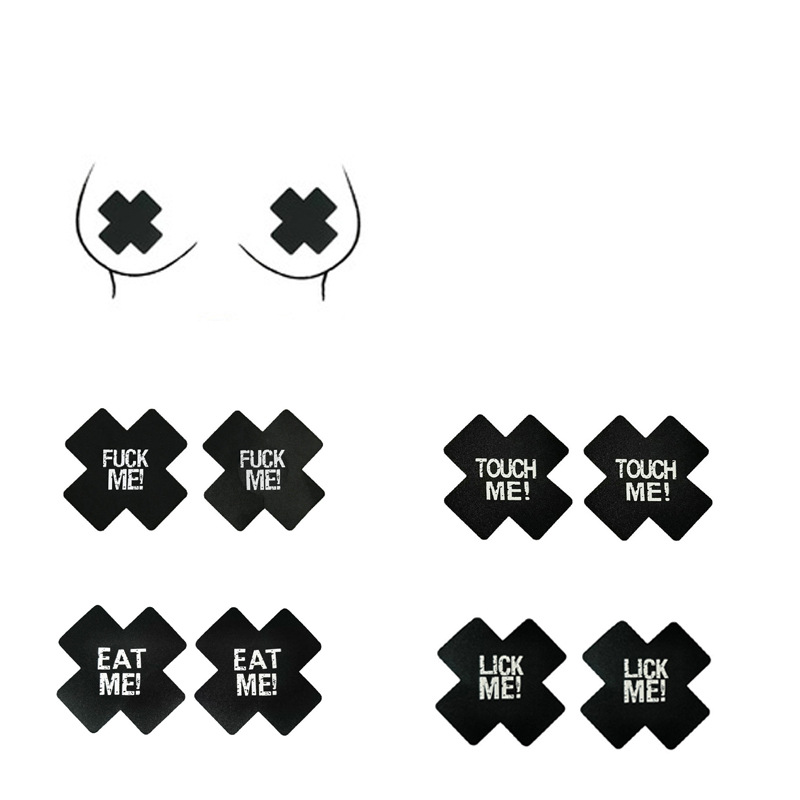 Venta caliente transfronteriza europea y americana sexy impreso mama pegatinas desechables en forma de X pecho Nipe cubre