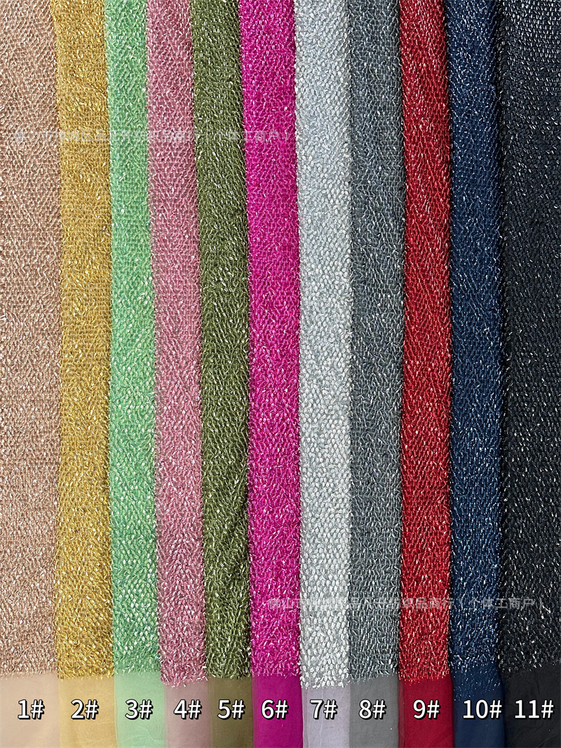 Fábrica de stock de bordado de sequinilla medio rollo de cebolla dorada multicolor ropa de brindis de alta fijación tela de vestido de cena