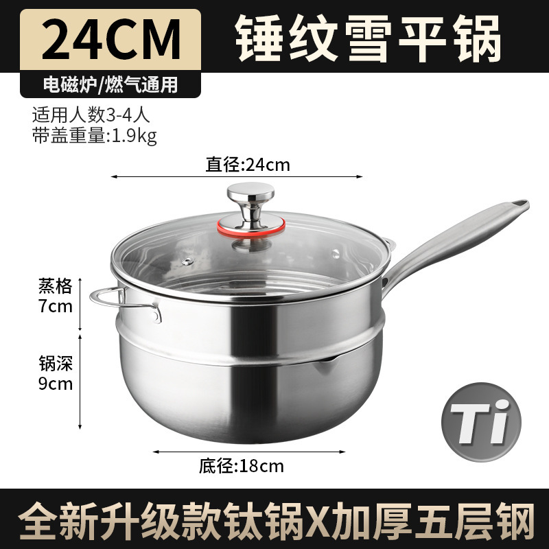 德国有钛雪平锅家用无涂层不粘锅宝宝辅食锅电磁炉专用汤锅小奶锅|undefined