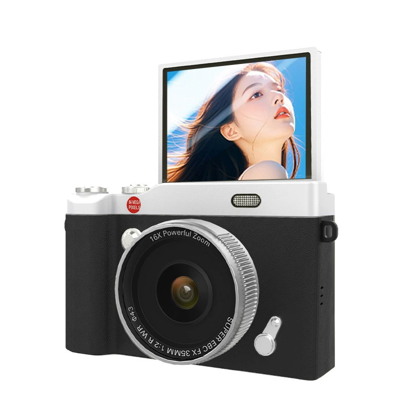 Фотоаппарат Flip-Screen CCD цифровой, 4K видео, автофокус AF, ретро-портативный дизайн