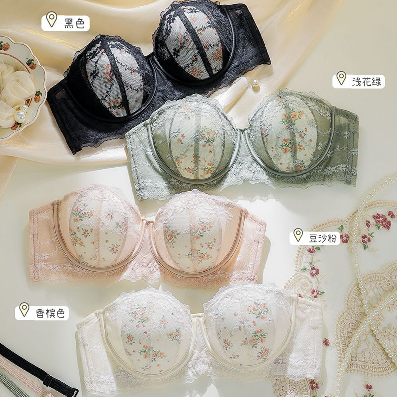 French Romantic Lace Lightweight Breathable Rabbit Ear Cup Bra for Big Breasts, Strapless and Beautiful Back Underwear Cross-Border Foreign Trade French Romantic Lace Lightweight Breathable Rabbit Ear Cup Bra for Big Breasts, Strapless and Beautiful Back Underwear Cross-Border Foreign Trade