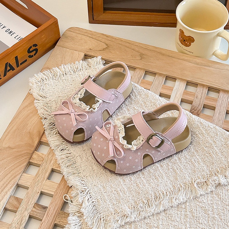 Mädchen-Sandalen mit Spitzenbesatz, geschlossener Zehenpartie und hohler Sohle, neuer Sommerstil, Mori Girl Prinzessinnenschuhe für Kleinkinder_voghion.com