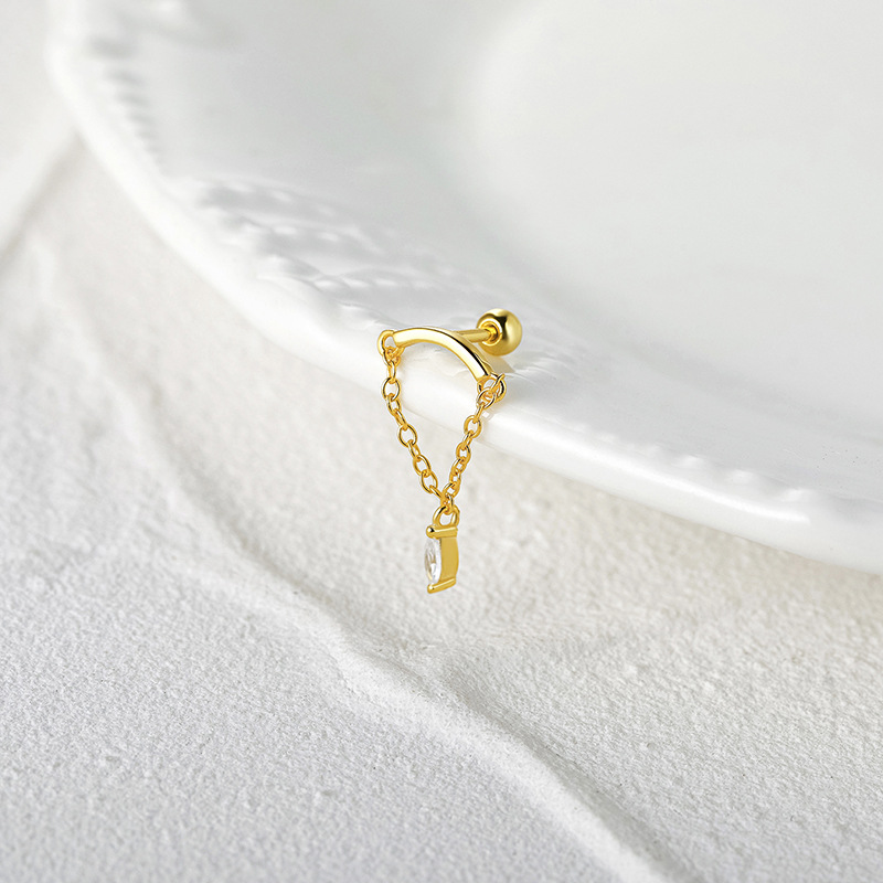 Fashion Geometric Sterling Silver Plating Inlay Zircon Ear Studs 1 Piece