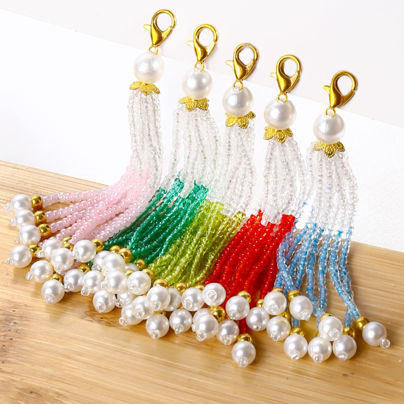 Qiaoqiao 新 2 色ライスビーズタッセル diy アクセサリー新中国風の半完成ペンダント漢服ヘアピン素材|undefined
