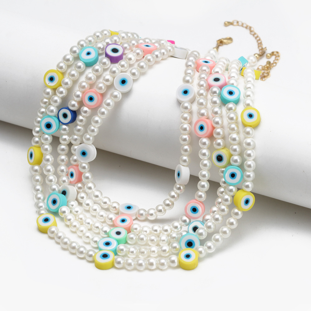 Simple Style Eye Beaded Copper Necklace 1 Piece