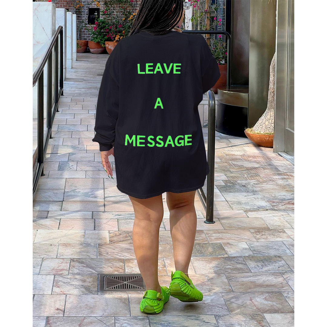 Women Clothing Goods Casual Double Sided Letter Graphic T shirt Dress