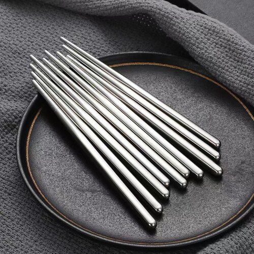 304 stainless steel 16-inch children's round square chopsticks home hotel children's anti-slip public chopsticks outdoor portable tableware set