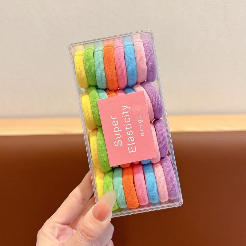 2025 nuevo anillo de cabello para niños de color sólido grueso toalla gruesa cuerda de cabello no es fácil de romper elástica cola de caballo tocado de banda de goma