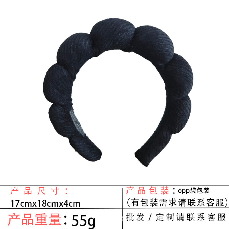 跨境海绵云朵发箍批发高颅顶高级感毛巾布麻花女士洗脸手腕带头箍|undefined