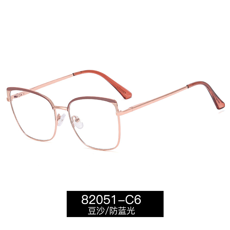 82051 artístico retro gafas de miopía marco hombres y mujeres gafas lisas caja de metal anti-azul gafas de luz con gafas de miopía