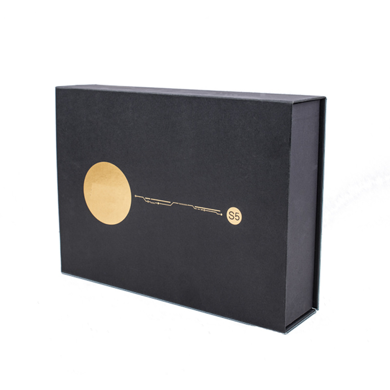 Caja de libro de producto electrónico Flip Negro Grande caja de regalo plegable magnética boutique cosméticos caja de embalaje digital
