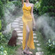 2024 cross-border European and American style summer new women's solid color slim high waist fashion suspenders sleeveless gauze dress