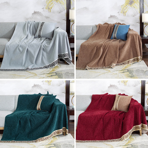 Hot-selling Chinese-style sofa covers for cross-border markets—scratch-resistant chenille sofa slipcovers, wholesale sofa blankets