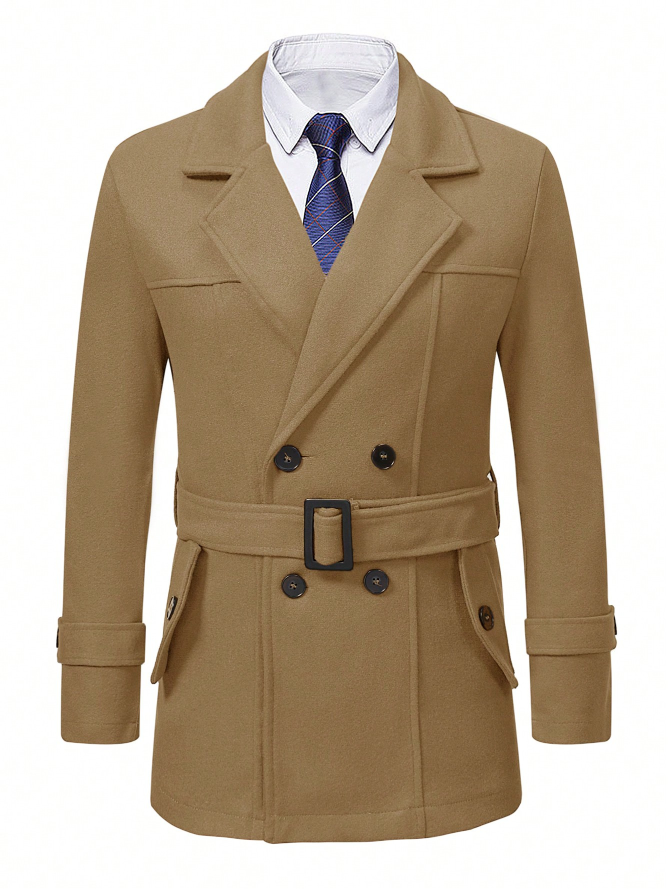 2025 otoño y invierno comercio exterior transfronterizo ropa de hombre Europa y Estados Unidos abrigo de lana abrigo de lana Casual cinturón de negocios Amazon