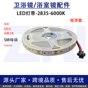 Intelligent mirror switch low voltage lamp with 12V120 lamp bead 2835 soft light bar 6000K bathroom mirror matching white light 5 meters