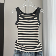 黑白色条纹吊带背心女内搭西装新款2025春夏莫代尔棉打底无袖上衣