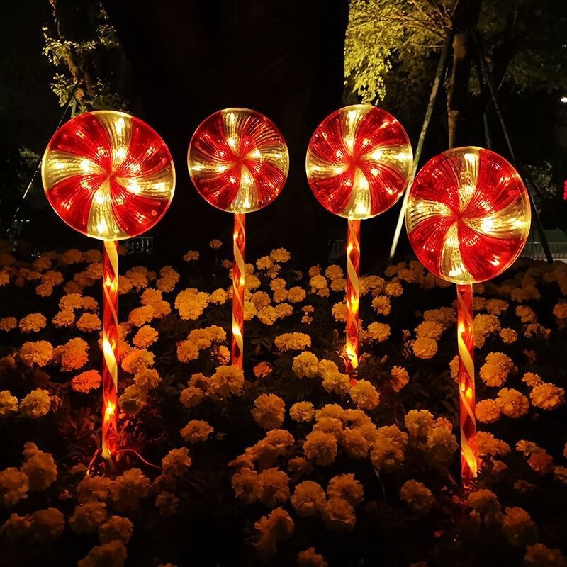 Nuevo caramelo solar tierra enchufe luz Navidad caña luz al aire libre patio decorativo luz fiesta actividad atmósfera Luz