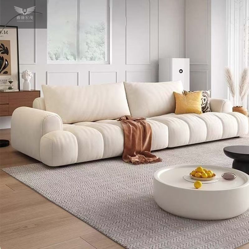 Pequeño apartamento hojaldre algodón de azúcar gato pata de gato sofá de tela estilo crema francés sala de estar moderno y simple sofá de nube