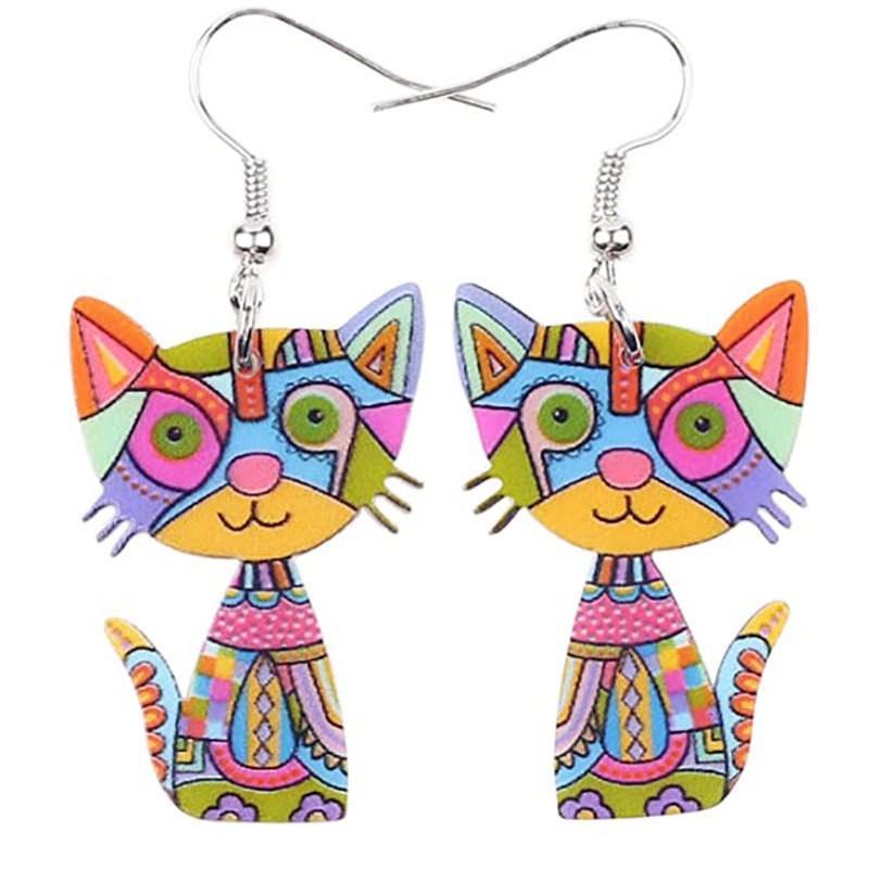 Fashion Cat Arylic Printing Women's Drop Earrings 1 Pair display picture 2