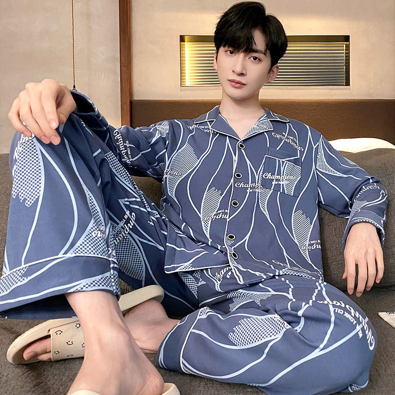 Pijamas de los hombres Primavera y Otoño Invierno 100% algodón de manga larga pantalones delgados más tamaño desgaste de alto nivel de los hombres de verano ropa de casa