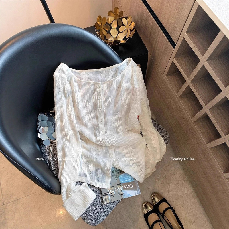 Qiao Si Hu Thin Unique Beautiful White High-Elastic Knit Camisole Women's Lace Sun-Protective Air-Conditioning Shirt Versatile Base Shirt