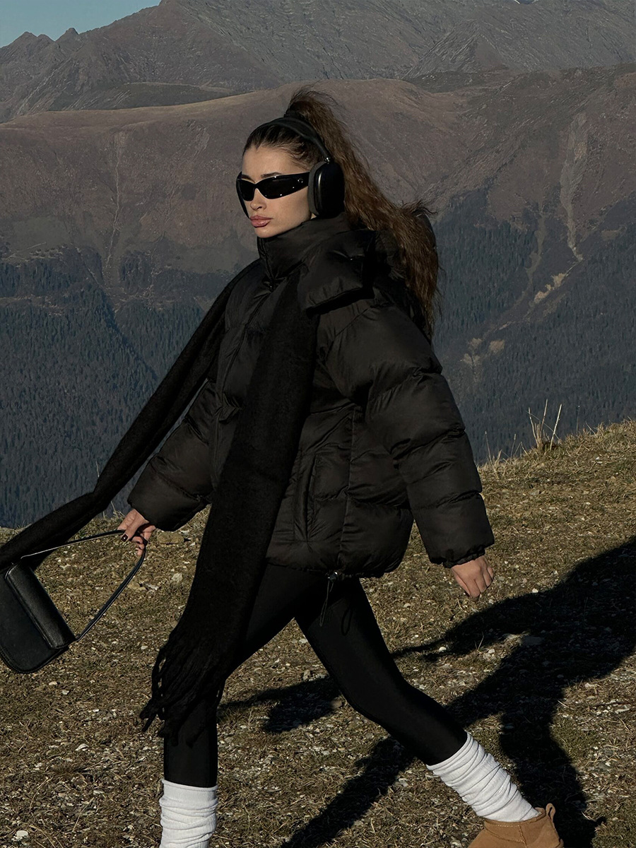 Trajes de pan transfronterizos para mujeres Europa y América en invierno 2025 nuevo estilo de calentamiento, chaqueta de algodón suelta, chaqueta de algodón gruesa