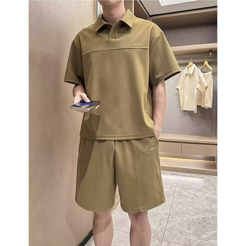 Polo Shirt Lapel Sports Suit Short-Sleeved Shorts Men's British Business Casual Basketball Fitness Foreign Trade Cross-Border Wholesale