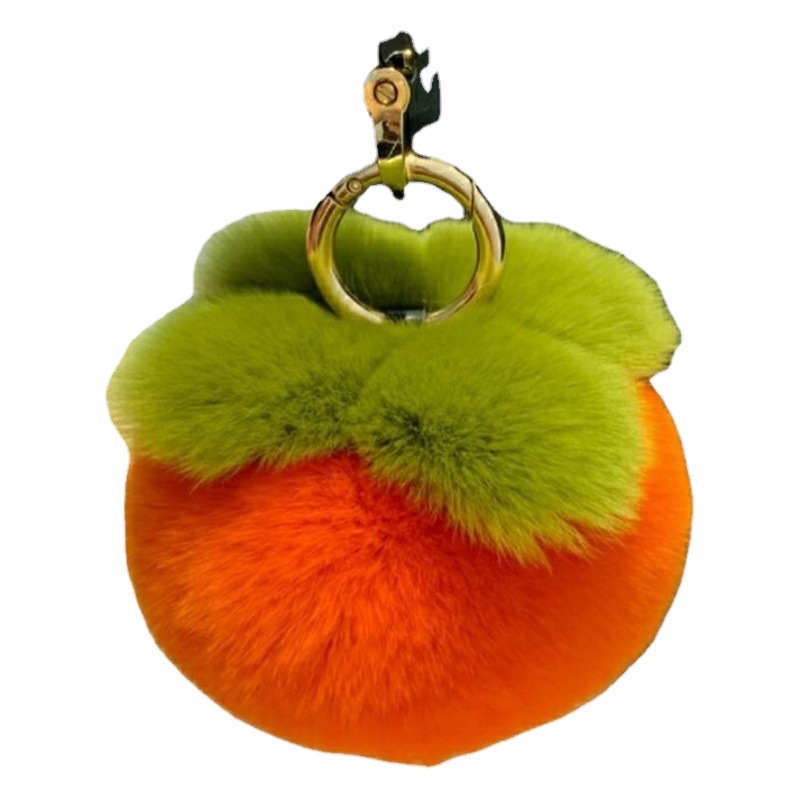 Piel de conejo Rex imitación peludo dibujos animados caqui coche llavero colgante ins estilo felpa bolsa regalo